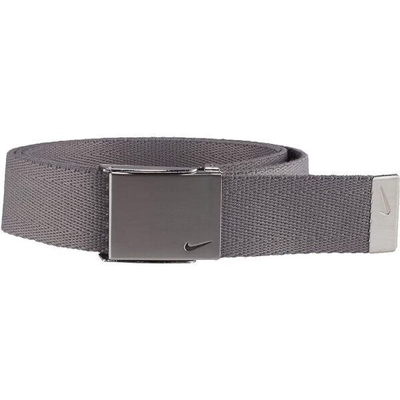 Nike‎ Mens Charcoal Gray Mesh Fabric Web Belt Adjustable Sliver Buckle One Size - Picture 1 of 13